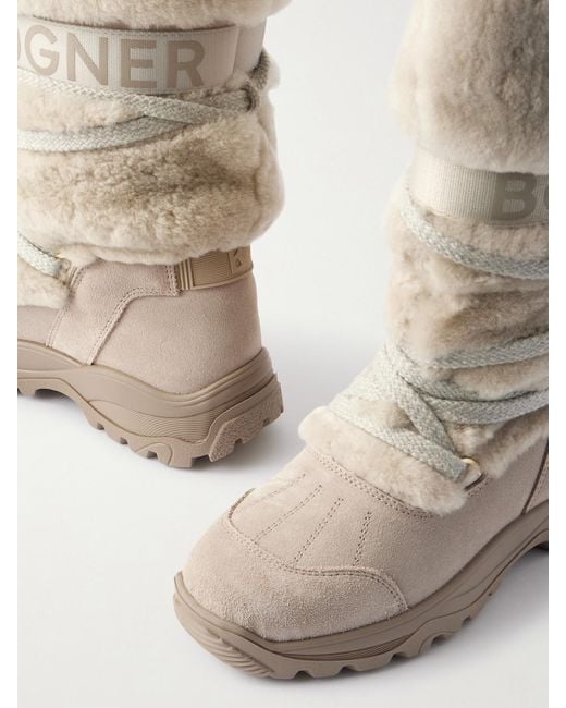 Bogner Natural Alta Badia Shearling And Suede Ankle Boots