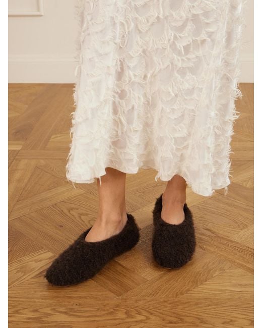 Gabriela Hearst Brown Emperor Leather-Trimmed Plush Ballet Flats