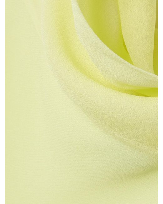 Self-Portrait Yellow Asymmetrisches Midikleid Aus Georgette Mit Rüschen Und Wasserfallausschnitt
