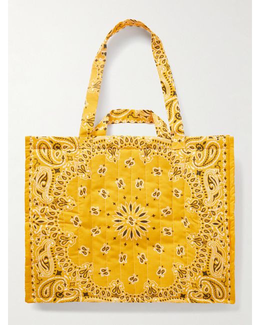 Call it By Your Name Yellow Maxi Cabas Tote Aus Gesteppter Baumwollpopeline Mit Bandana-Print