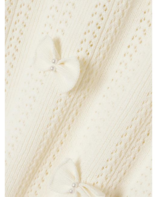 Sea Natural Alberta Embellished Pointelle-Knit Top