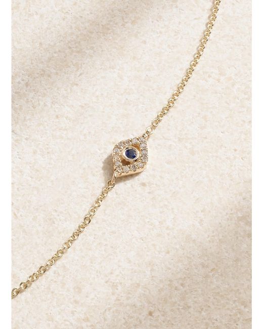 Sydney Evan Natural Small Evil Eye 14-Karat, Diamond And Sapphire Bracelet