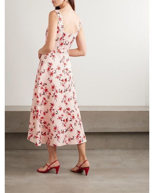 Shiloh Floral-Print Faille Midi Dress Emilia Wickstead en coloris Pink