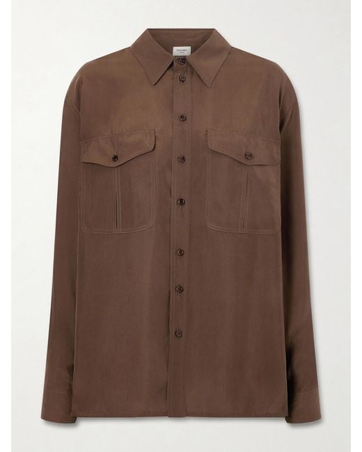 Saint Laurent Brown Silk Habotai Shirt