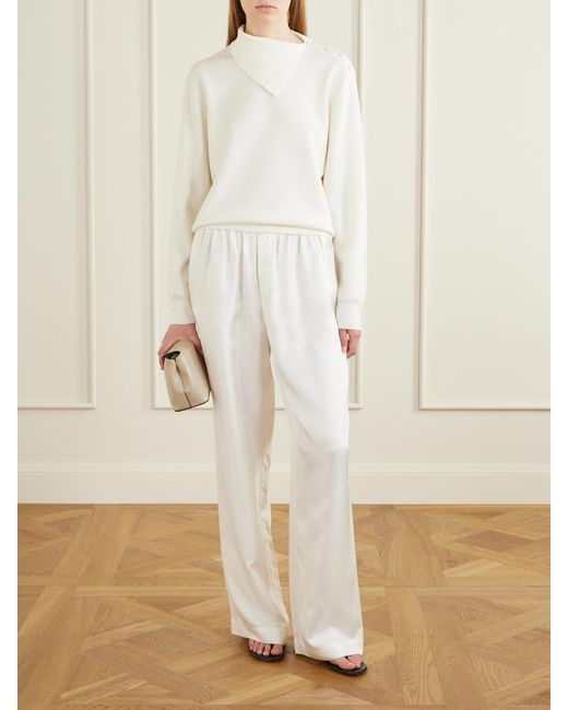 Rohe White Asymmetric Merino Wool-Blend Sweater