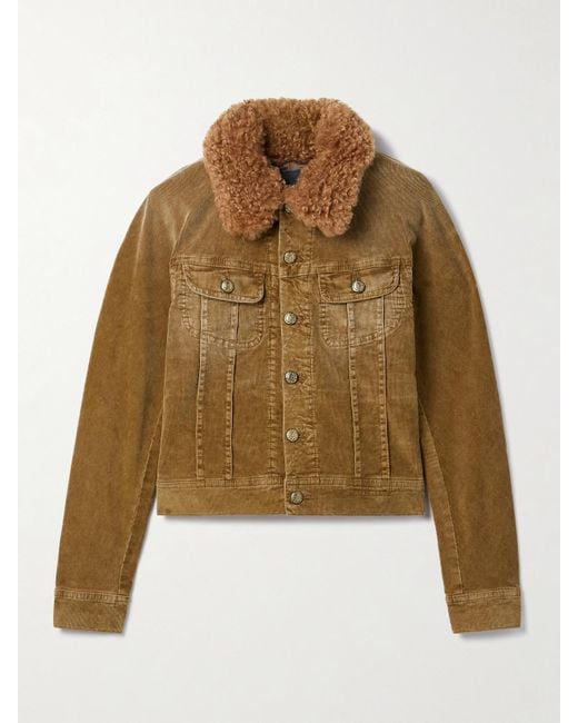R13 Natural Trucker Jacke Aus Cord Aus Einer Baumwollmischung Mit Fleecebesatz