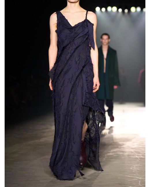 Jason Wu Blue Asymmetric Fil Coupé Woven Maxi Dress