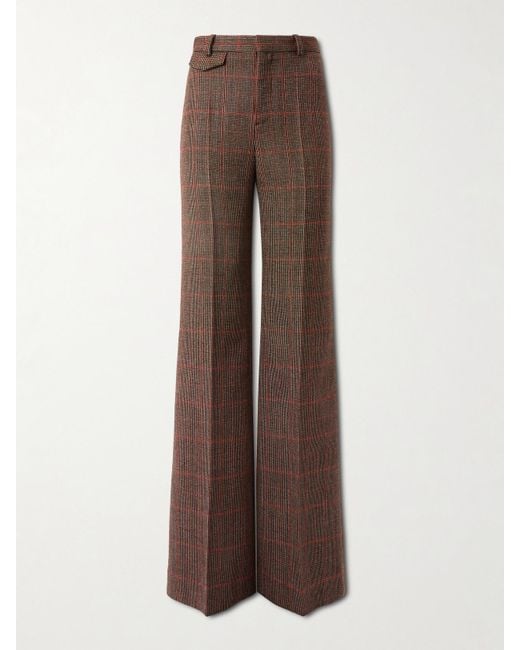 Pantalon Évasé En Laine À Carreaux Chloé en coloris Brown