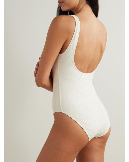 Eres White The Vogue Glory Grosgrain-Trimmed Jacquard Swimsuit