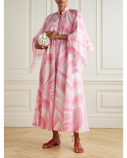 Emilio Pucci Pink Kaftan Aus Bedrucktem Baumwollmusselin