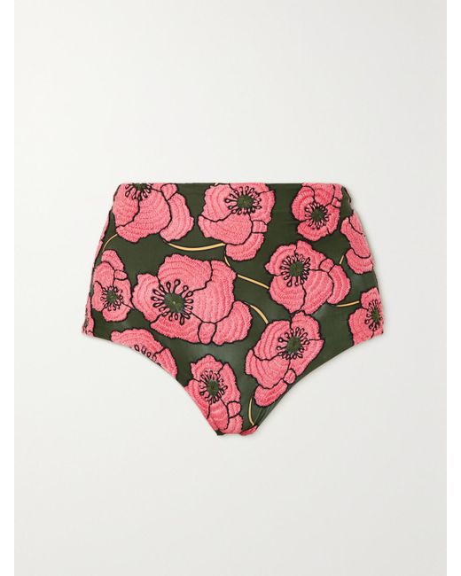 Agua Bendita Pink Net Sustain Geranio Embroidered Recycled Bikini Briefs