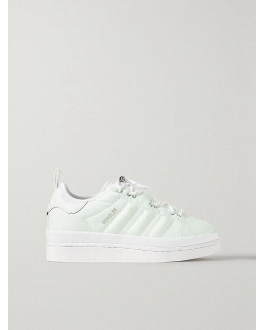 Moncler Genius White Adidas Originals Campus Leather-Trimmed Ripstop Sneakers