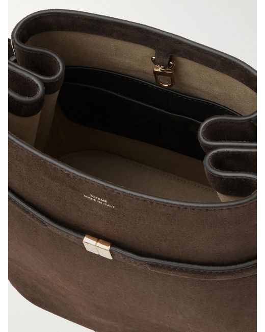 Totême  Natural Tote Aus Veloursleder Mit Riemen