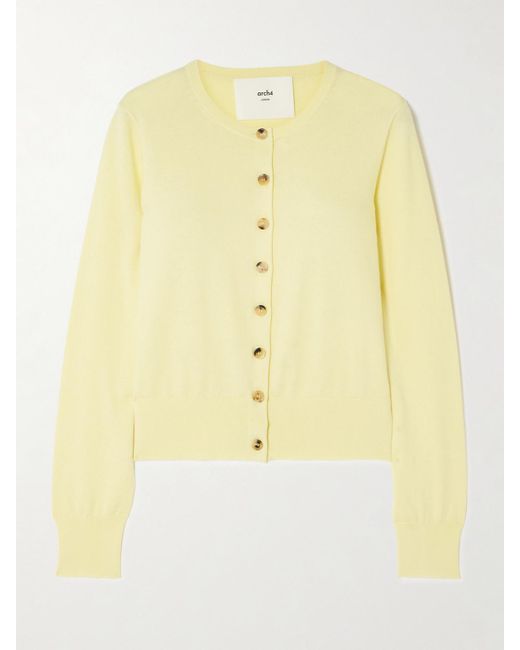 arch4 Yellow Marloes Cotton, Silk And Cashmere-Blend Cardigan