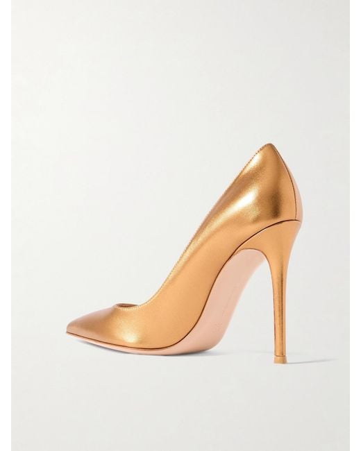 Gianvito Rossi White Gianvito 105 Metallic Leather Pumps