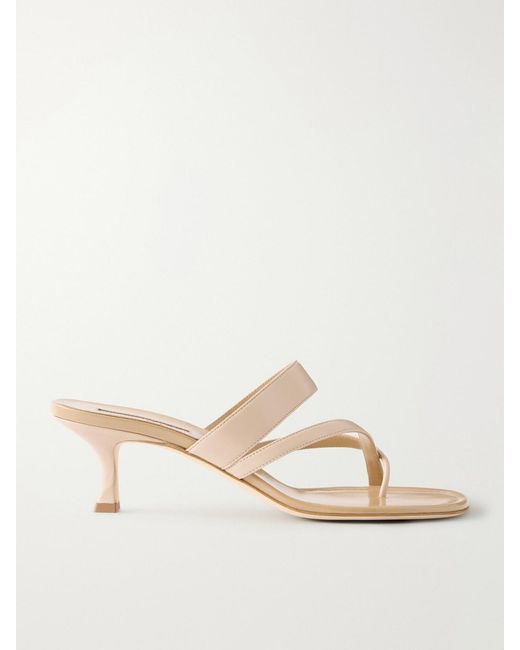 Manolo Blahnik Natural Susa 50 Leather Sandals