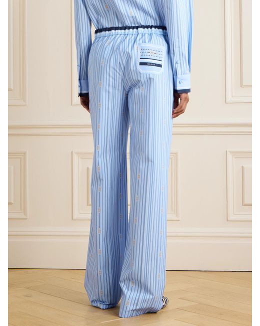 Gucci Blue Hose Mit Weitem Bein Aus Gestreifter Baumwollpopeline