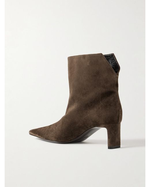 Khaite Brown Ona Suede Ankle Boots