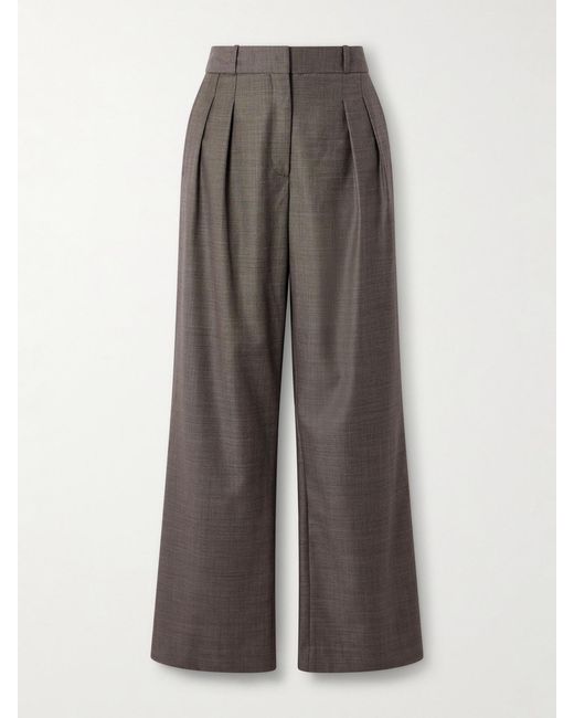 Loulou de Saison Gray Sbiru Pleated Wool-Twill Pants