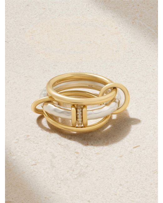 Spinelli Kilcollin Natural Gemini Set Of Three 18-Karat And Diamond Rings