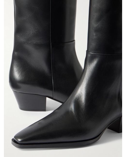 Aeyde Black Medea Leather Knee Boots