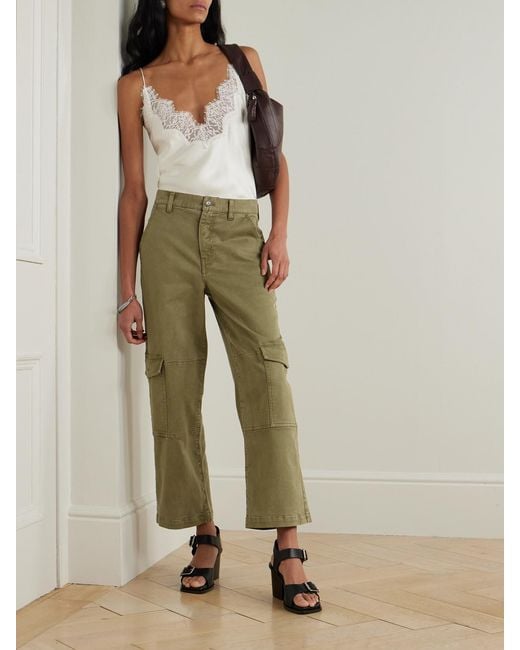 FRAME Green The Station Cropped Twill Straight-Leg Cargo Pants