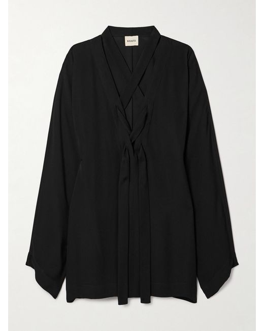 Khaite Black Mehna Lace-Up Silk Crepe De Chine Mini Dress