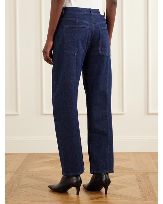 Another Tomorrow Blue High-Rise Organic Barrel-Leg Jeans