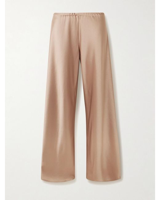 La Ligne Natural Colby Satin Wide-Leg Pants