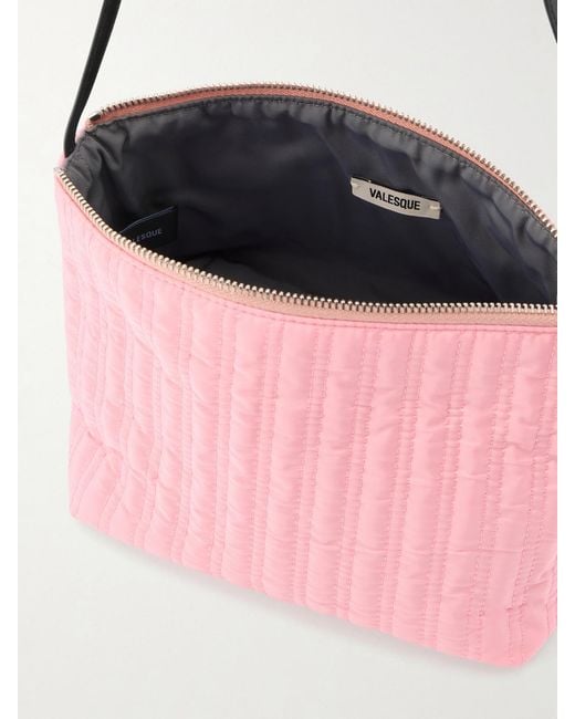 Valesque Pink Corset Leather-Trimmed Quilted Shell Shoulder Bag