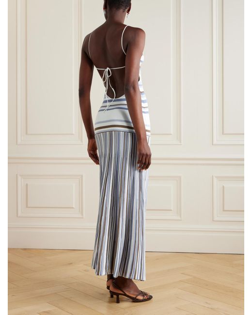Faithfull the Brand Citara Striped Ribbed Cotton-Blend Maxi Dress in White  | Lyst