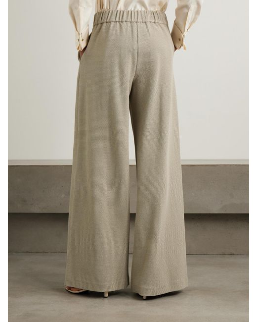 Max Mara Natural Aereo Hose Mit Weitem Bein Aus Einer Metallic-Baumwollmischung Mit Jacquard-Muster Und Falten