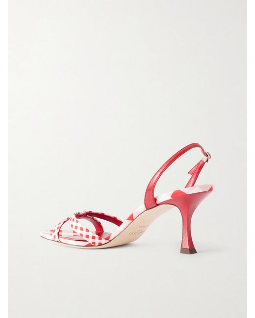 Jimmy Choo Pink Elsy 70 Leather-Trimmed Twill Slingback Sandals