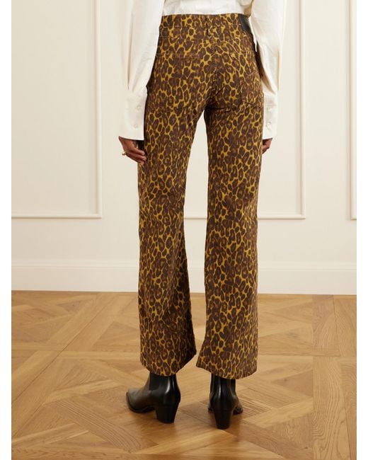 R13 Natural Joan Cropped Animal-Print Flared Jeans