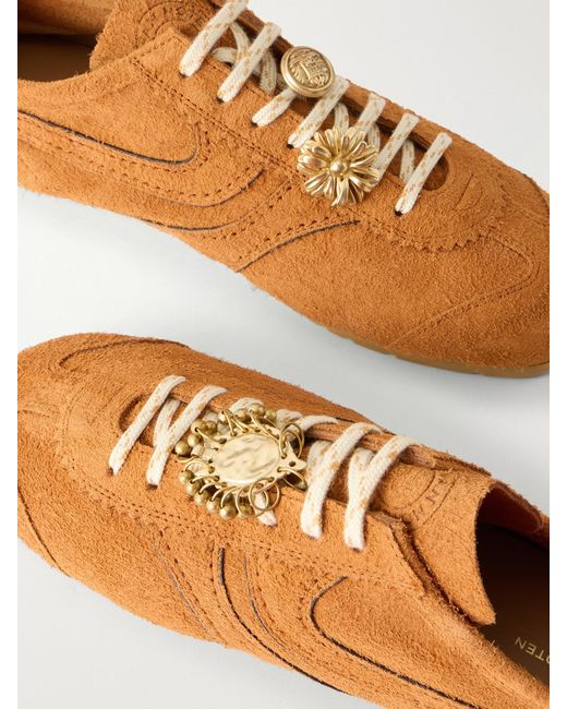Dries Van Noten Orange Suede Sneakers