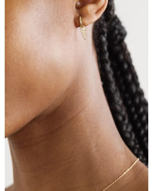 Alison Lou Natural Mrs 14-Karat Diamond Single Hoop Earring
