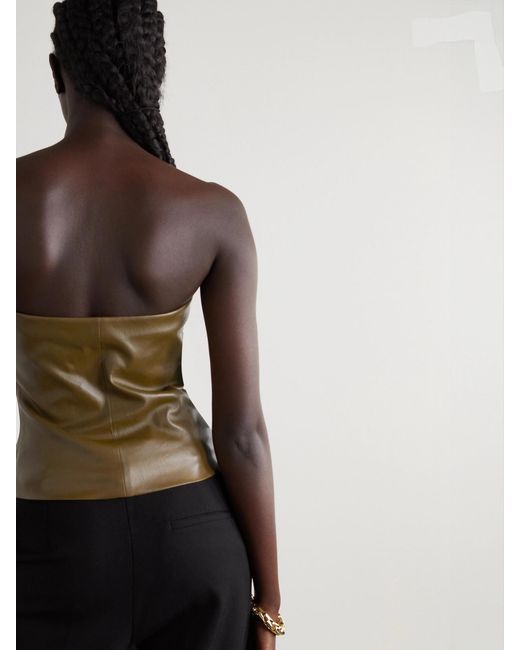 Rosetta Getty Green Strapless Leather Top