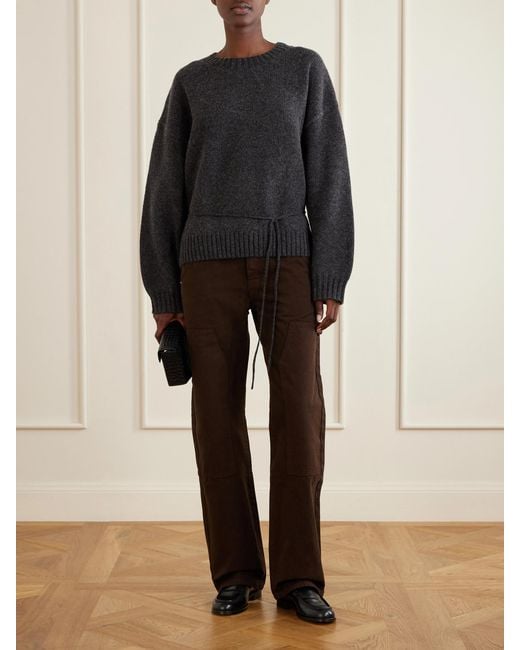 St. Agni Black Belted Wool Sweatshirt