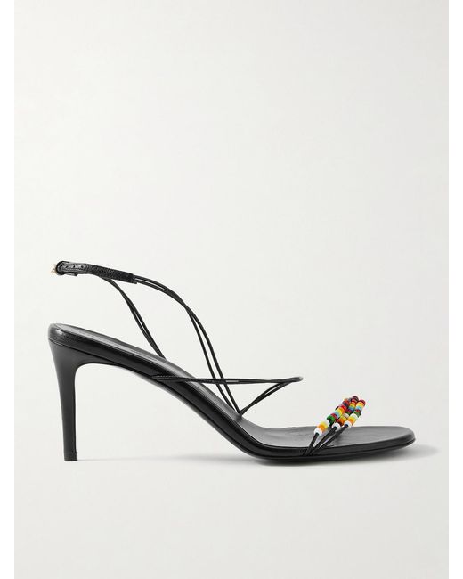 Khaite Metallic Loop Bead-Embellished Leather Sandals