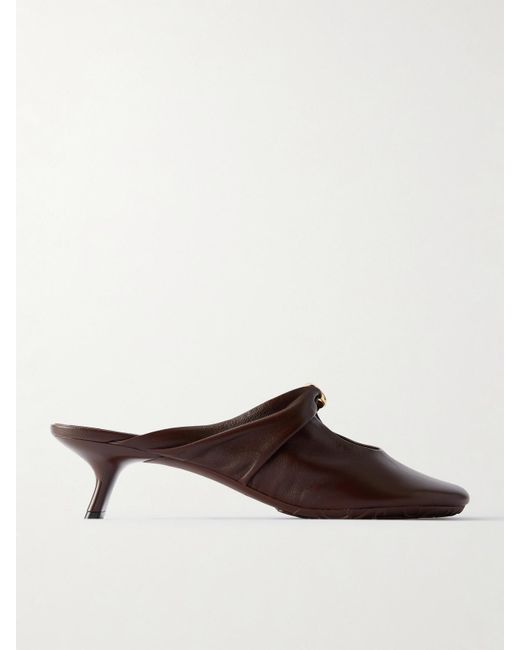 Loewe Brown Pebble Mules Aus Leder Mit Verzierung