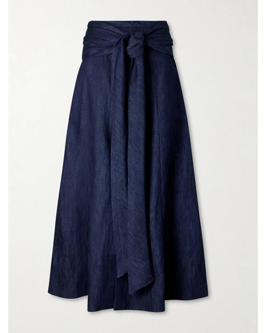 Gabriela Hearst Blue Zivan Cotton And Linen-Blend Maxi Skirt