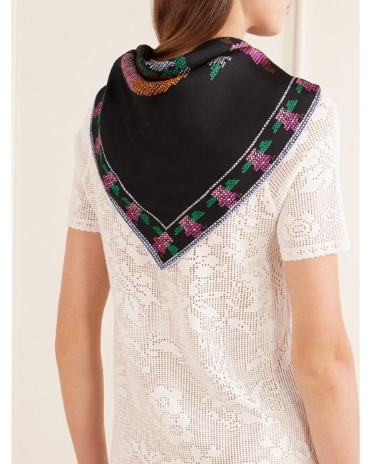 Chloé Black Printed Silk Scarf