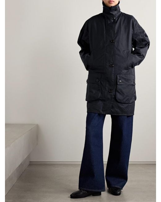 Barbour Blue The Edit By Alexa Loren Corduroy-Trimmed Waxed-Cotton Jacket