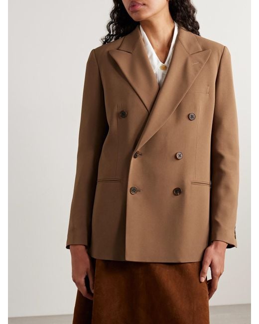 Ralph Lauren Brown Harlee Double-Breasted Crepe Blazer