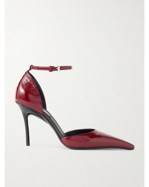 Alaïa Pink D'Orsay 90 Glossed Textured-Leather Pumps
