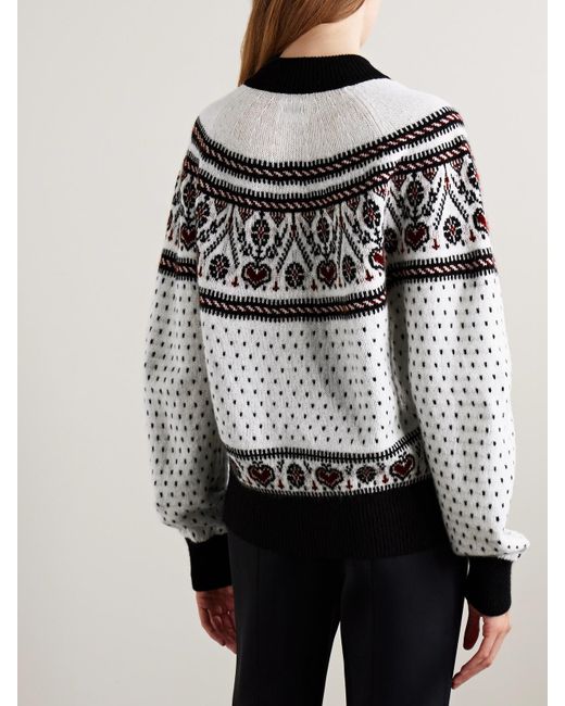 Khaite Gray Marc Fair Isle Cashmere Cardigan