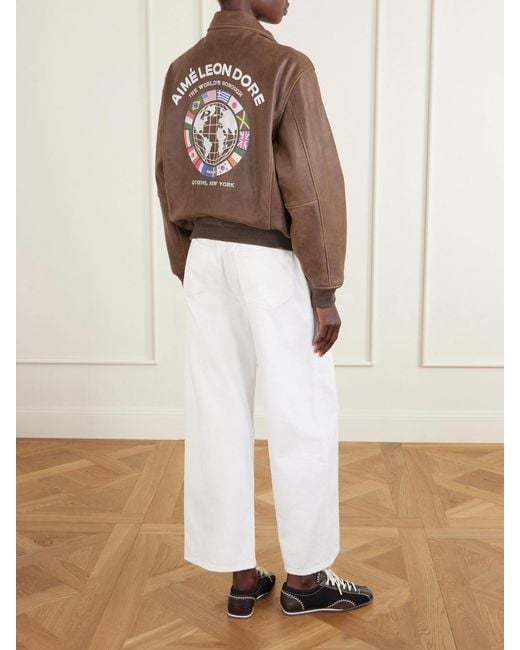 Aimé Leon Dore Brown World's Borough Printed Leather Jacket
