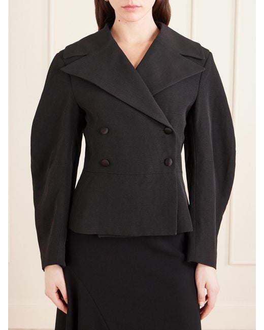 LIBEROWE Black Jiani Double-Breasted Woven Blazer