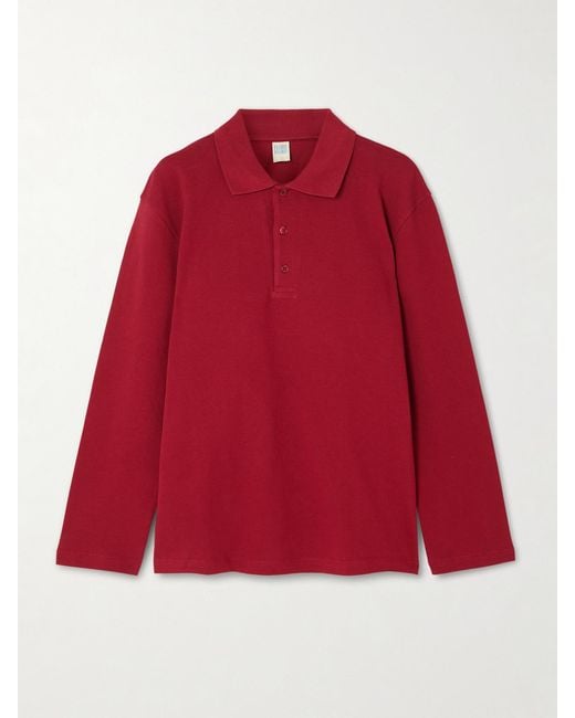 Flore Flore Red Diana Organic Cotton-Piqué Polo Shirt