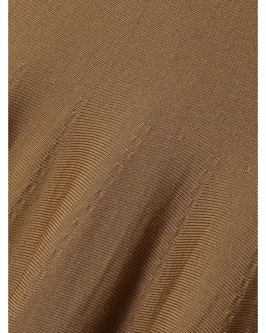 Khaite Natural Jodie Pleated Wool Midi Dress